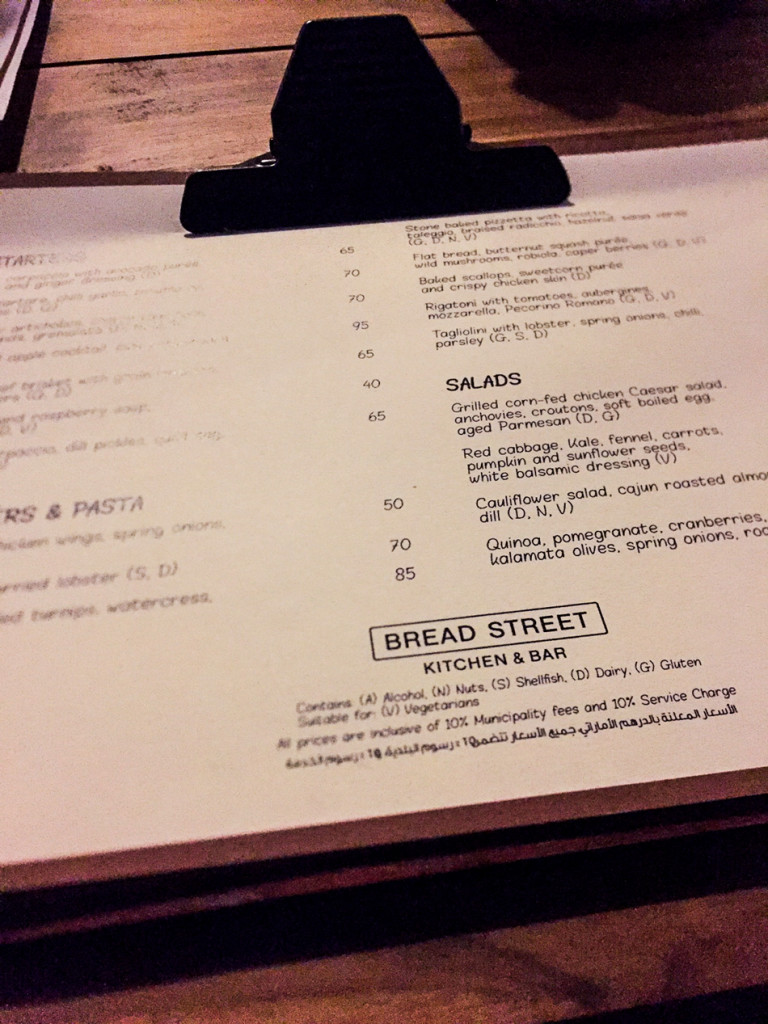 Bread Street Kitchen menu